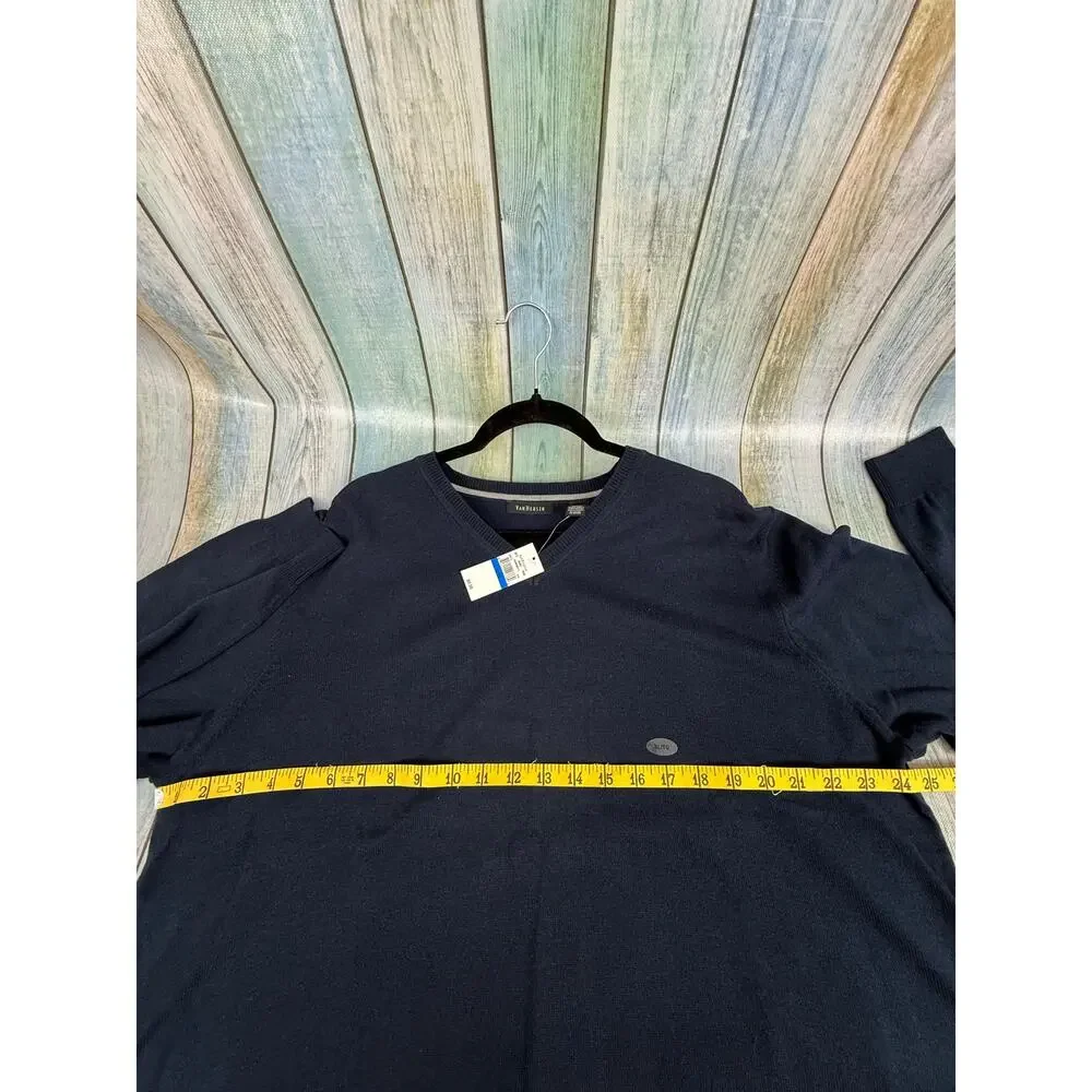 Van Heusen Men's Navy Blue V Neck Sweater NEW Size XL Cotton Blend